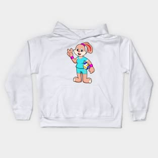 Rabbit at Sports with Volleyball Kids Hoodie